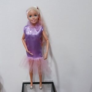 Mattel 28 Inch Barbie  Doll in Lavender and Pink Dress, And Original Dress